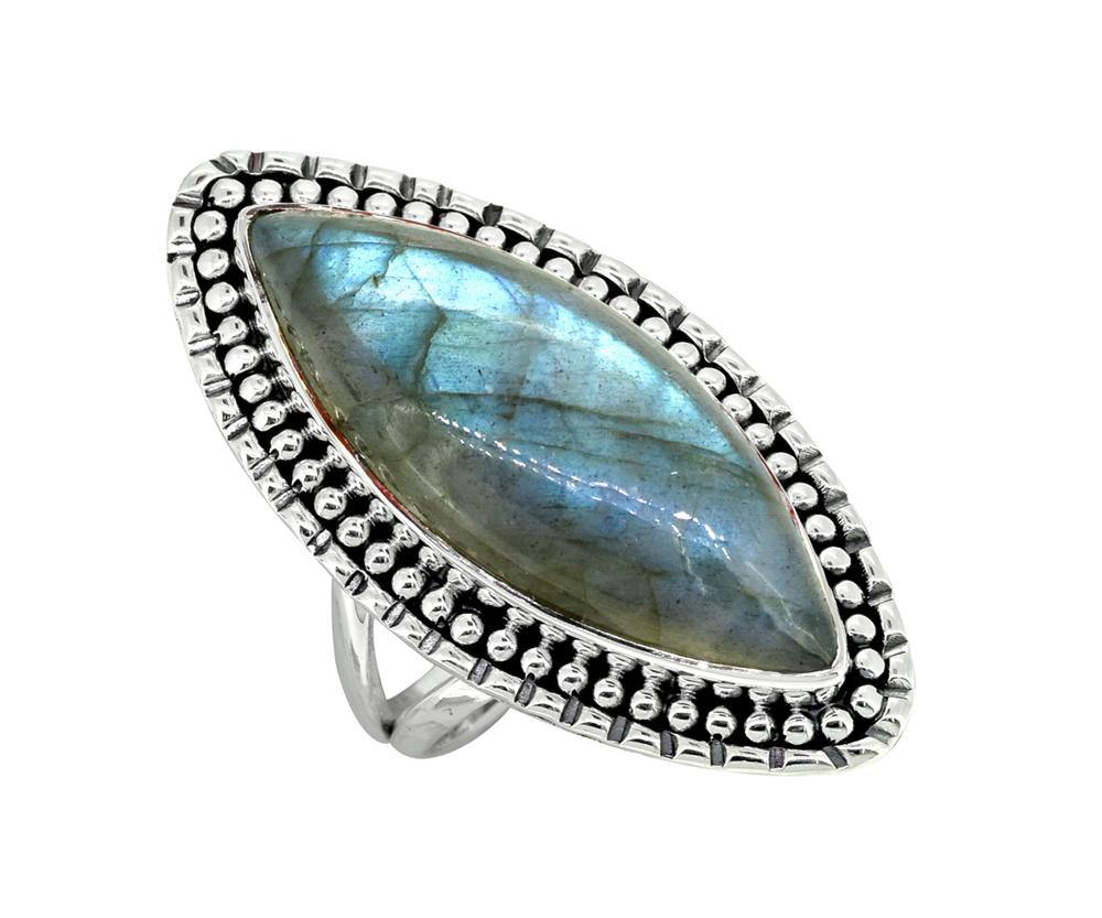 Labradorite Ring Solid 925 Sterling Silver Gemstone Jewelry - YoTreasure