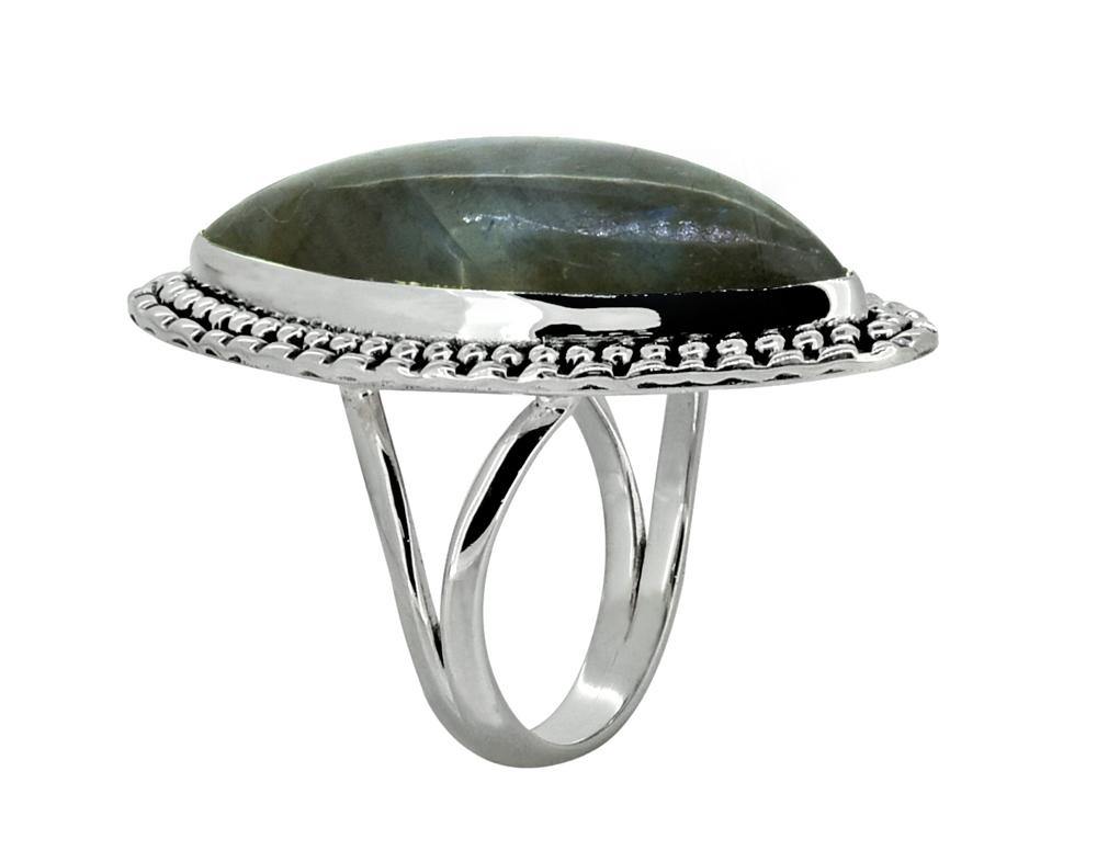 Labradorite Ring Solid 925 Sterling Silver Gemstone Jewelry - YoTreasure