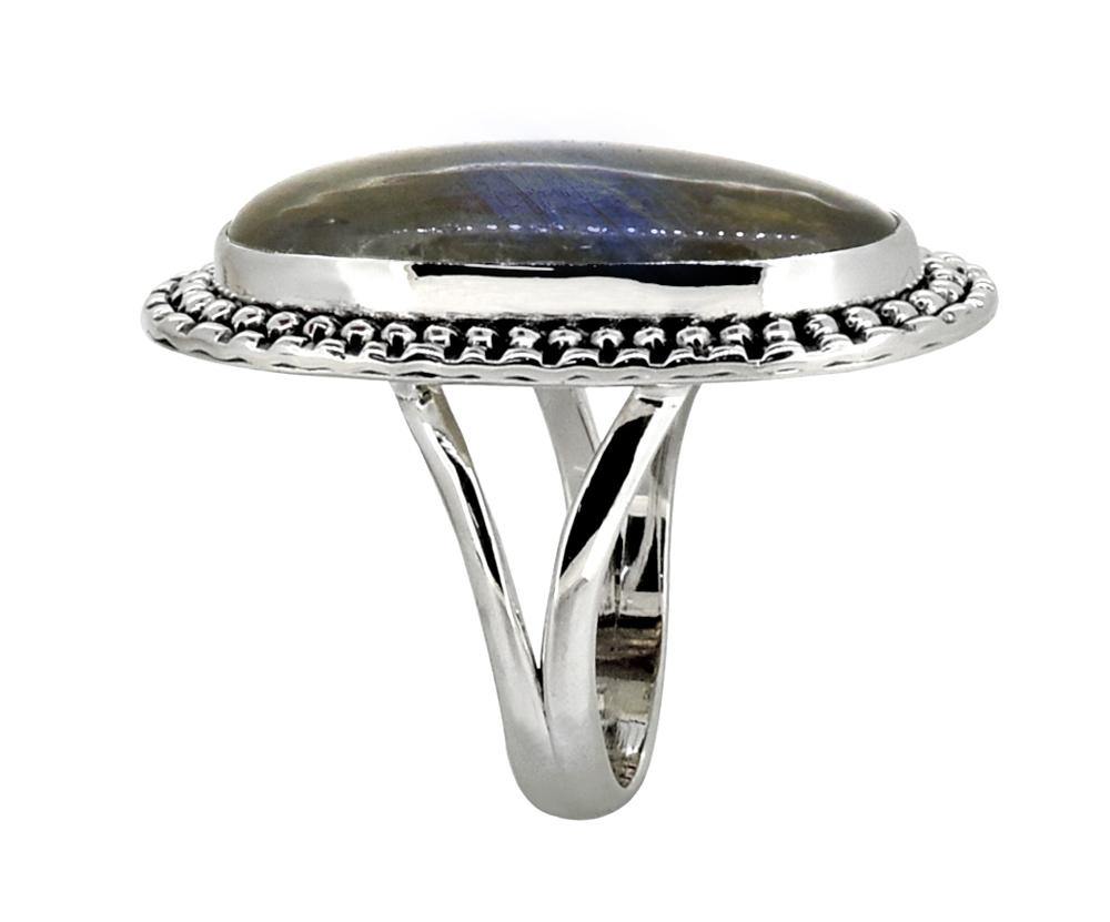 Labradorite Solid 925 Sterling Silver Split Shank Ring Jewelry - YoTreasure