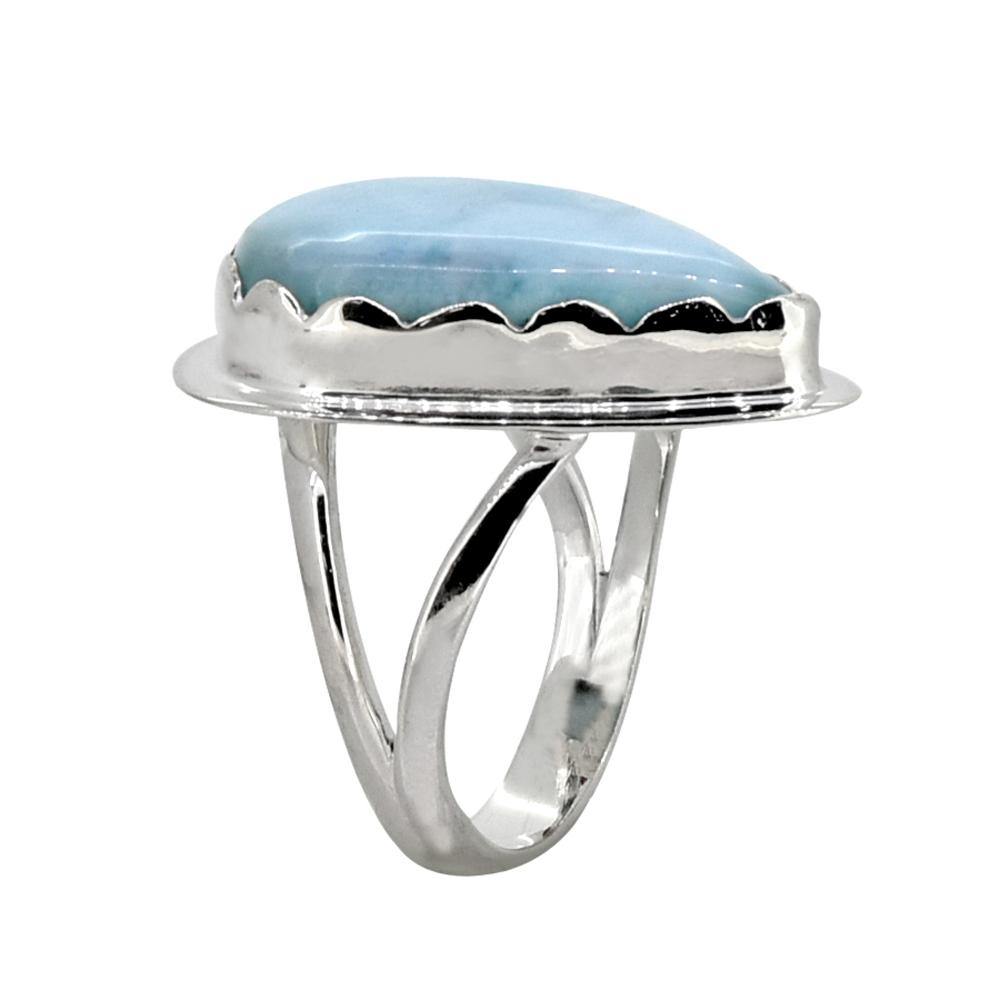 Natural Larimar Ring Solid 925 Sterling Silver Gemstone Jewelry - YoTreasure