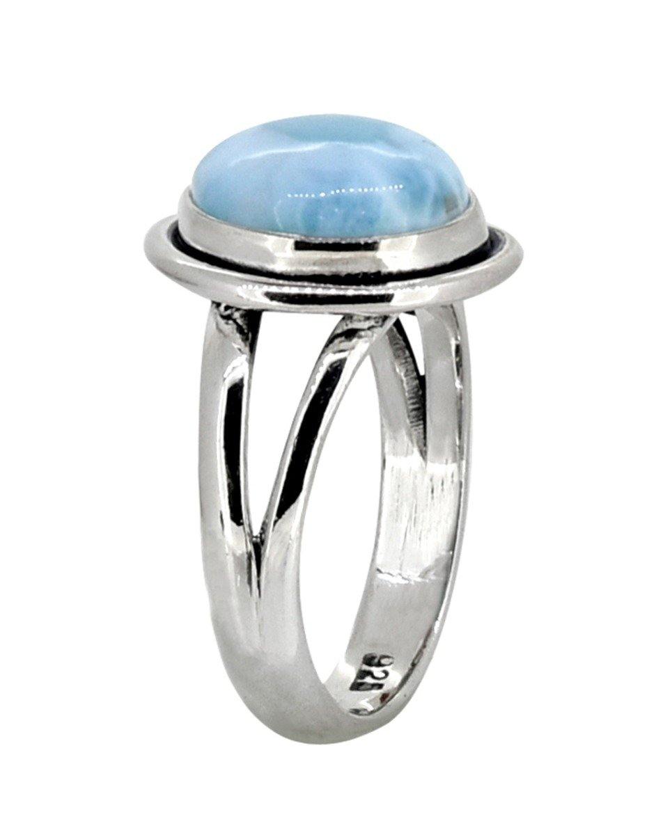 10x12 MM Natural Larimar in 925 Sterling Silver Solitaire Ring - YoTreasure