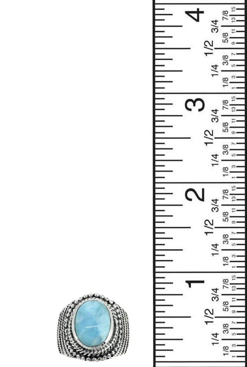 Natural Larimar Solid 925 Sterling Silver Ring Jewelry - YoTreasure