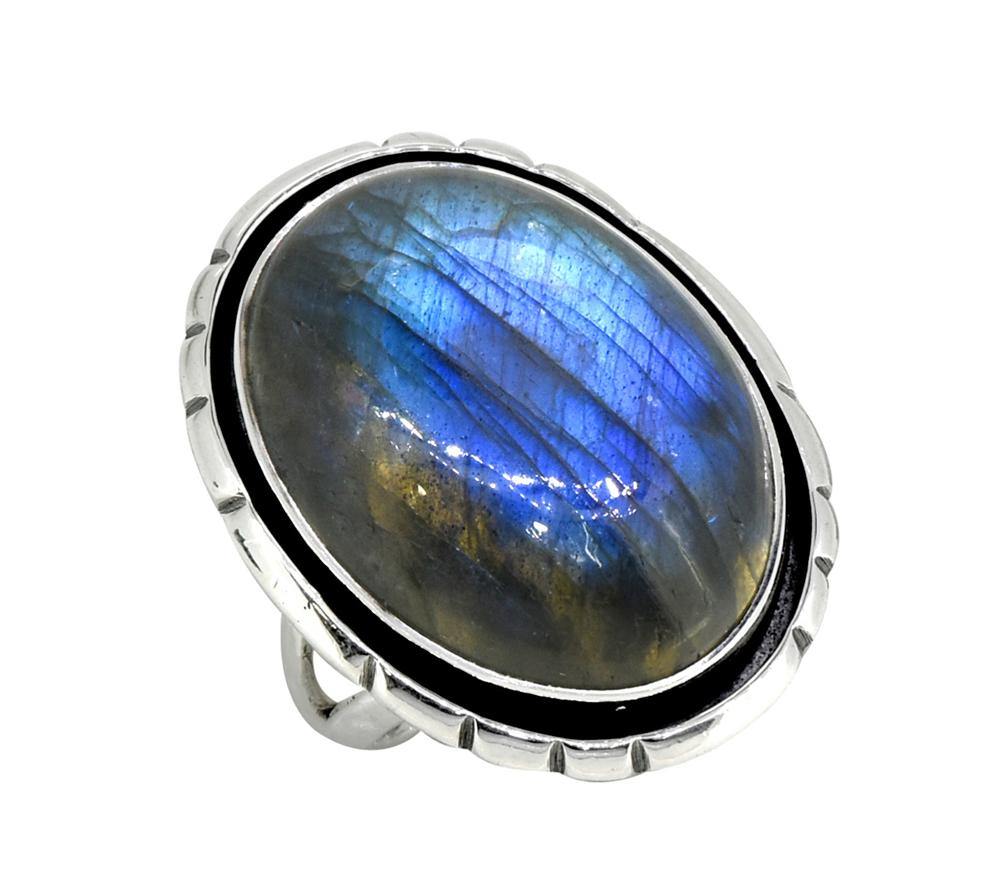 Labradorite Ring Solid 925 Sterling Silver Gemstone Jewelry - YoTreasure