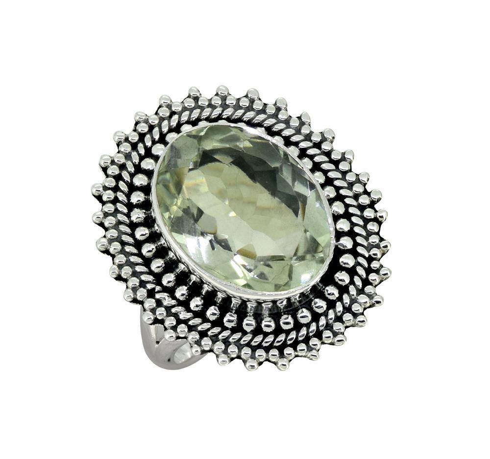 Green Amethyst Solid 925 Sterling Silver Designer Ring Jewelry - YoTreasure