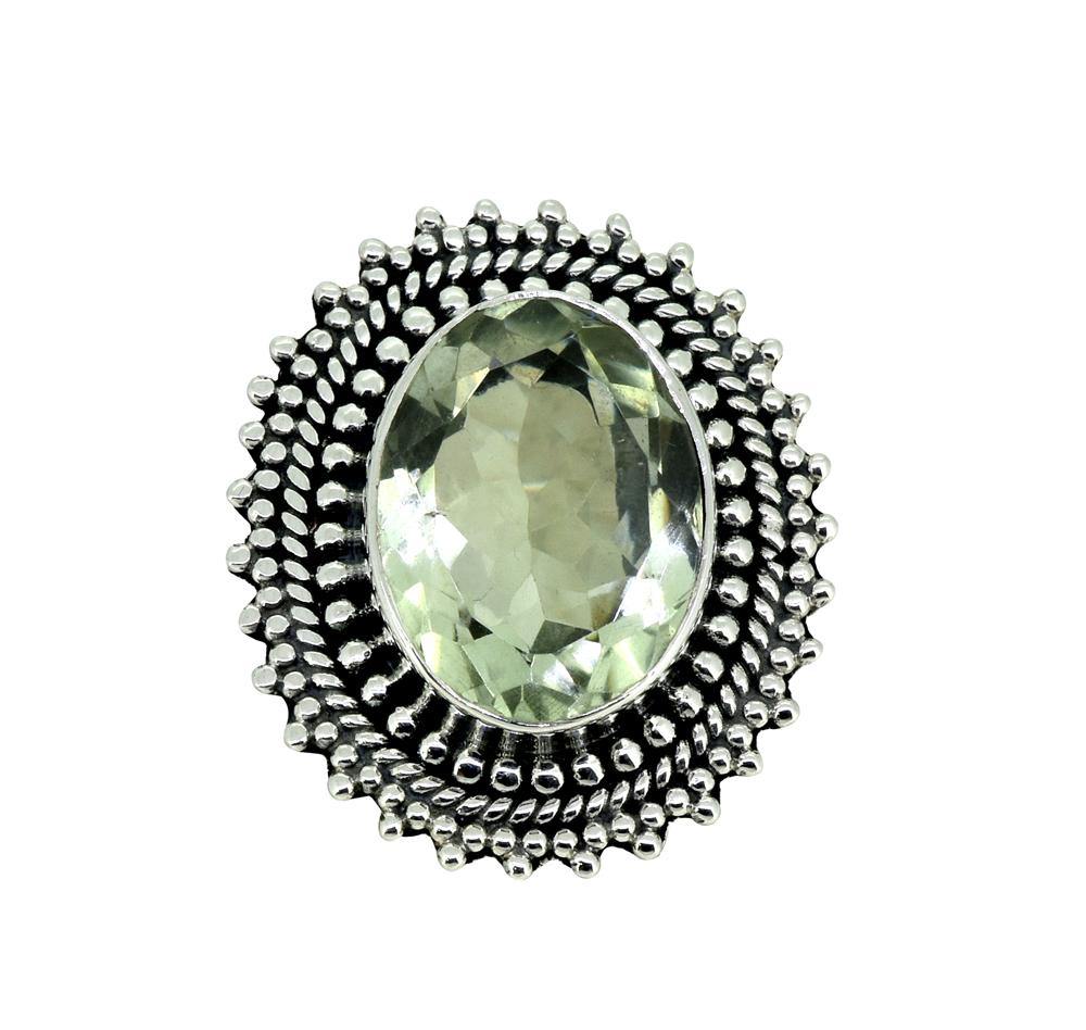 Green Amethyst Solid 925 Sterling Silver Designer Ring Jewelry - YoTreasure