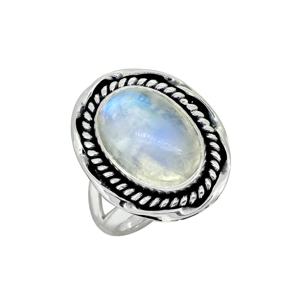 Rainbow Moonstone Solid 925 Sterling Silver Split Shank Ring Jewelry - YoTreasure