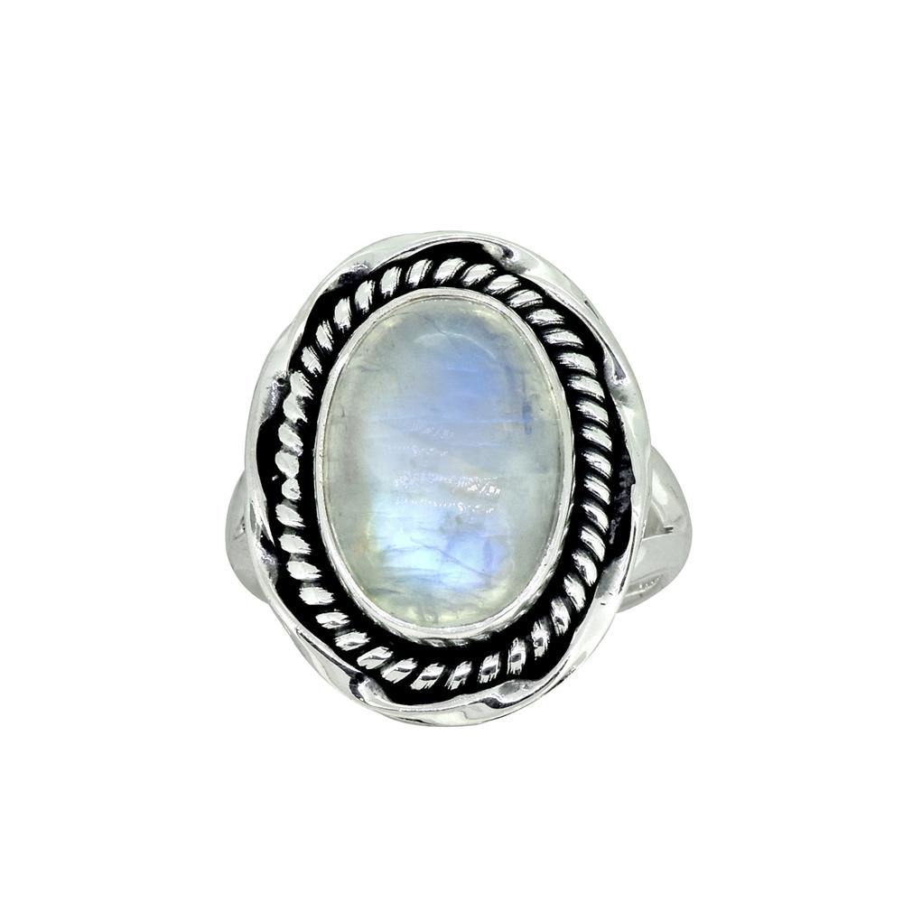 Rainbow Moonstone Solid 925 Sterling Silver Split Shank Ring Jewelry - YoTreasure