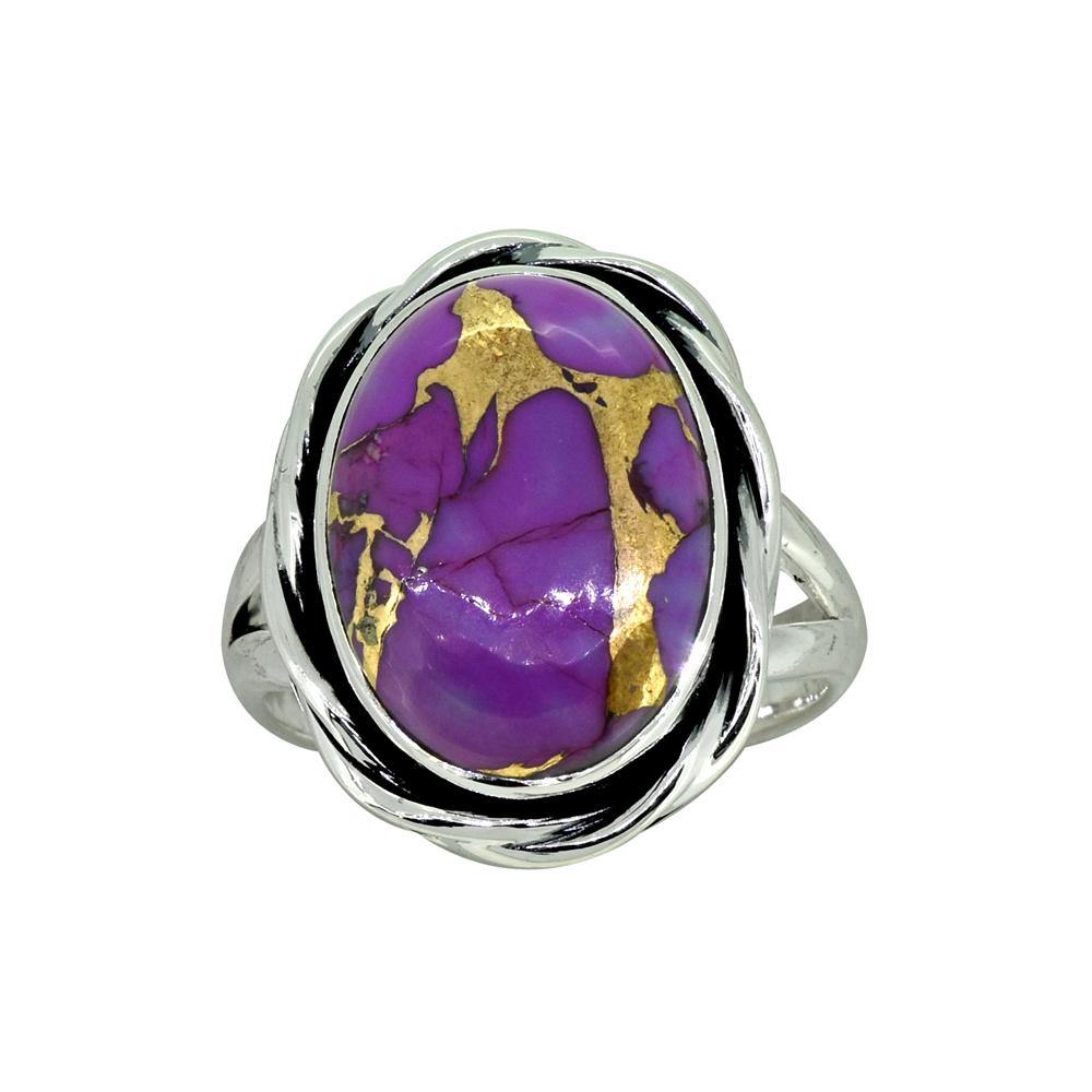 Purple Copper Turquoise Solid 925 Sterling Silver Split Shank Ring Jewelry - YoTreasure