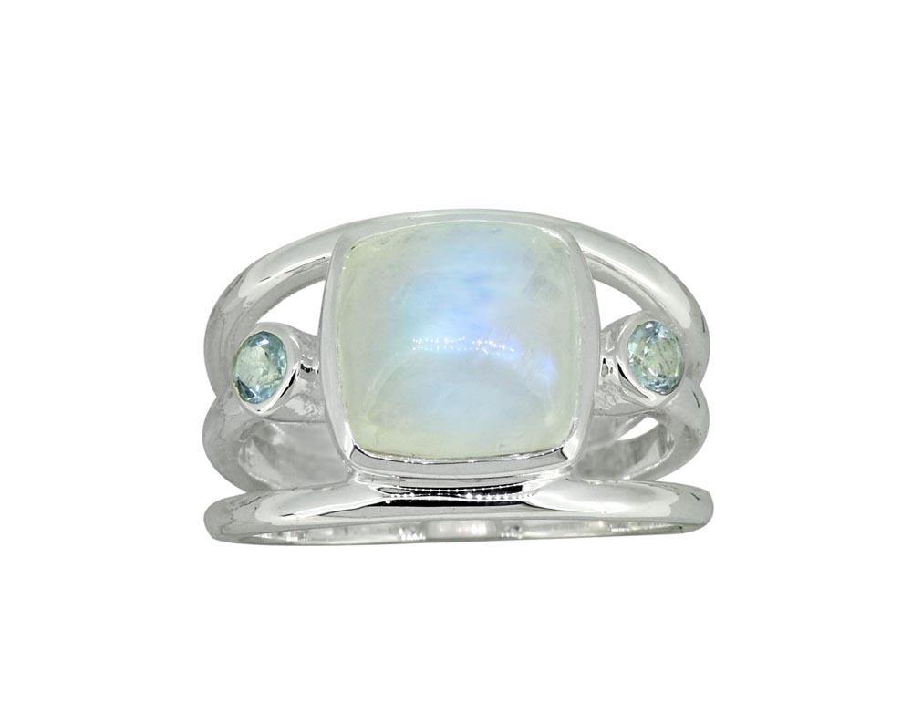 Moonstone Solid 925 Sterling Silver Split Shank Ring Jewelry - YoTreasure