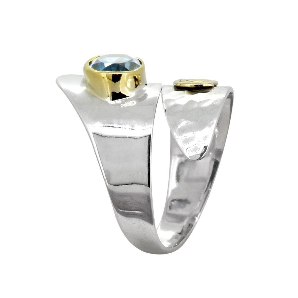 London Blue Topaz Solid 925 Sterling Silver Brass Two Tone Ring Jewelry - YoTreasure