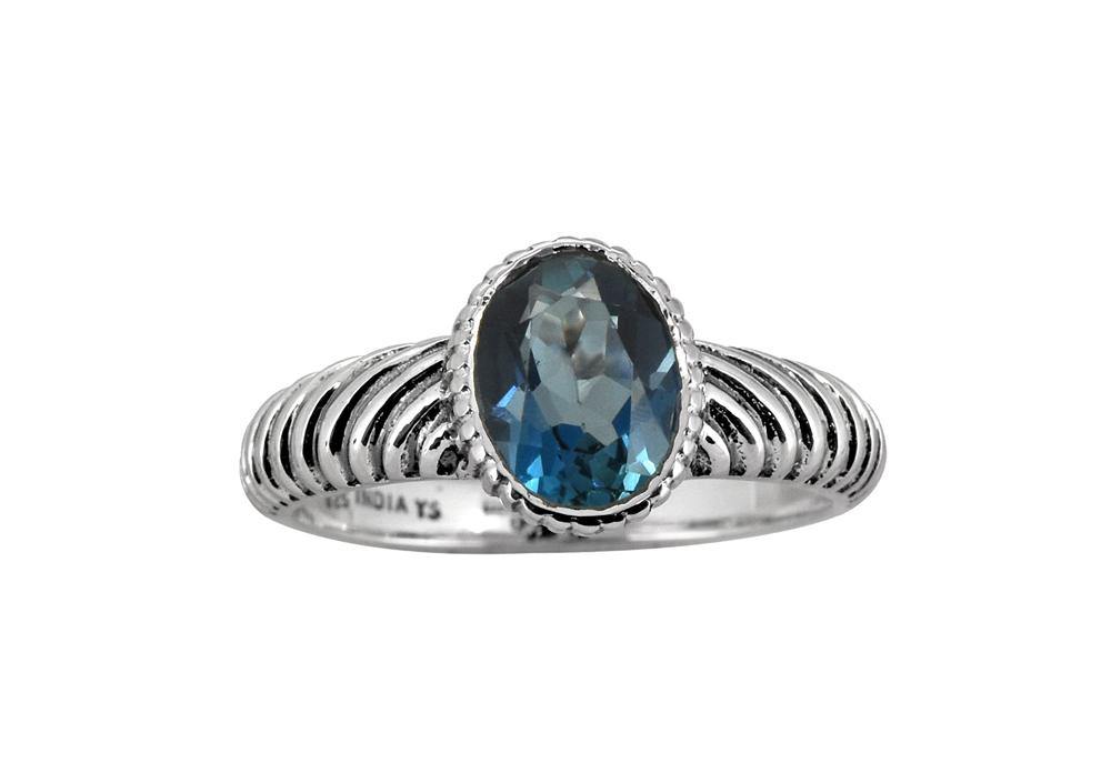 London Blue Topaz Gemstone Ring Solid 925 Sterling Silver Jewelry - YoTreasure