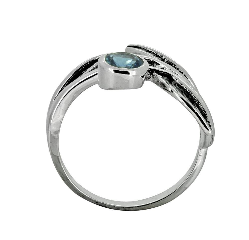 London Blue Topaz Solid 925 Sterling Silver Leaf Design Ring Jewelry - YoTreasure
