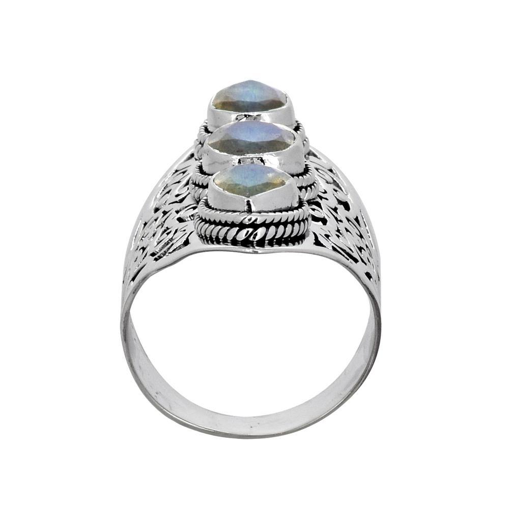 Labradorite Solid 925 Sterling Silver Designer Filigree Ring Jewelry - YoTreasure