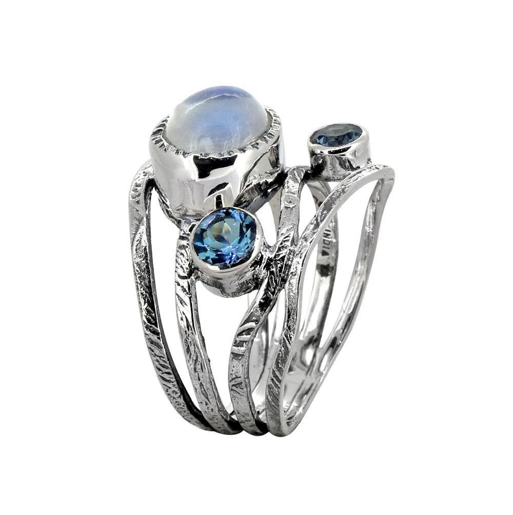 Moonstone London Blue Topaz Sterling Silver Ring