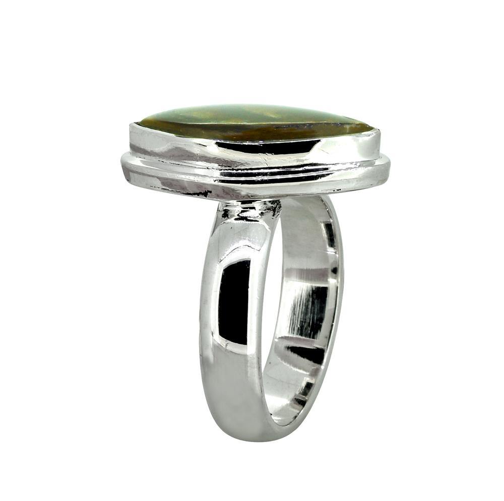 Green Ammolite Solid 925 Sterling Silver Ring - YoTreasure