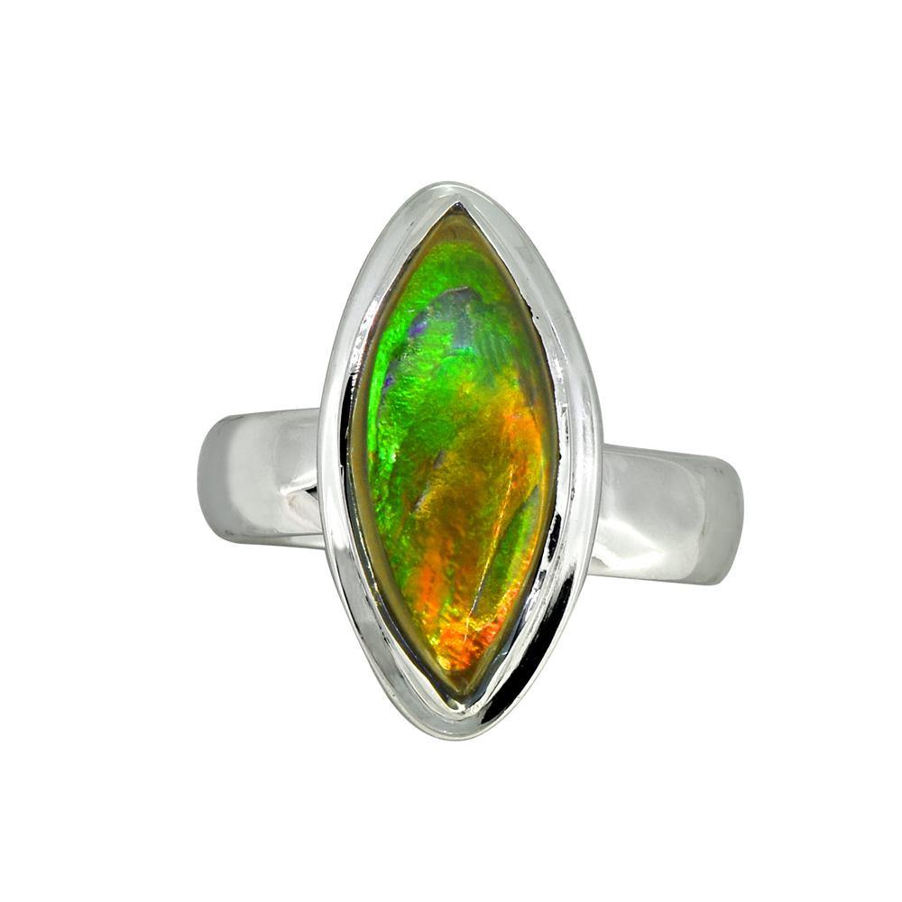Green Ammolite Solid 925 Sterling Silver Ring - YoTreasure