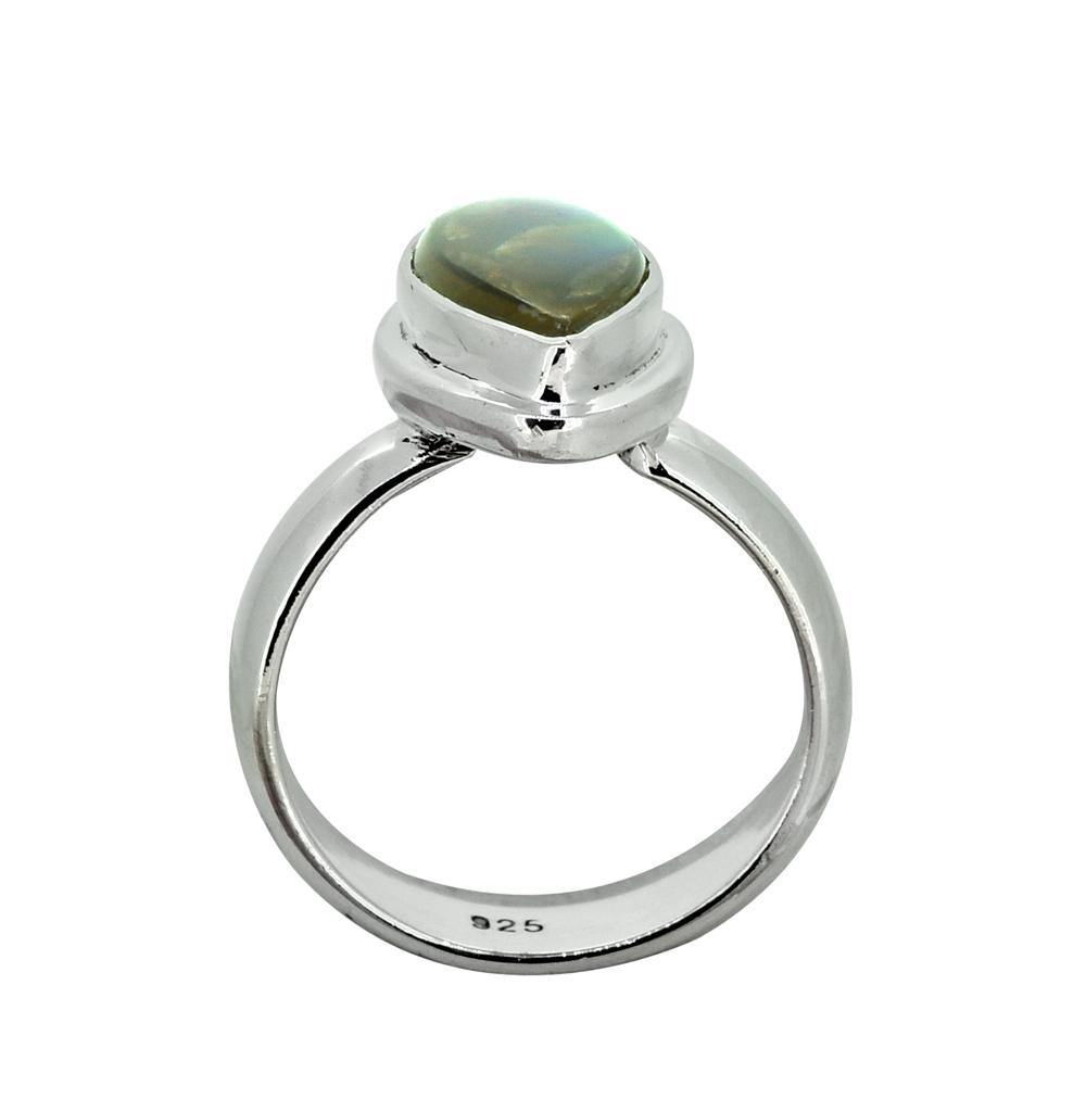 Green Ammolite Solid 925 Sterling Silver Ring - YoTreasure