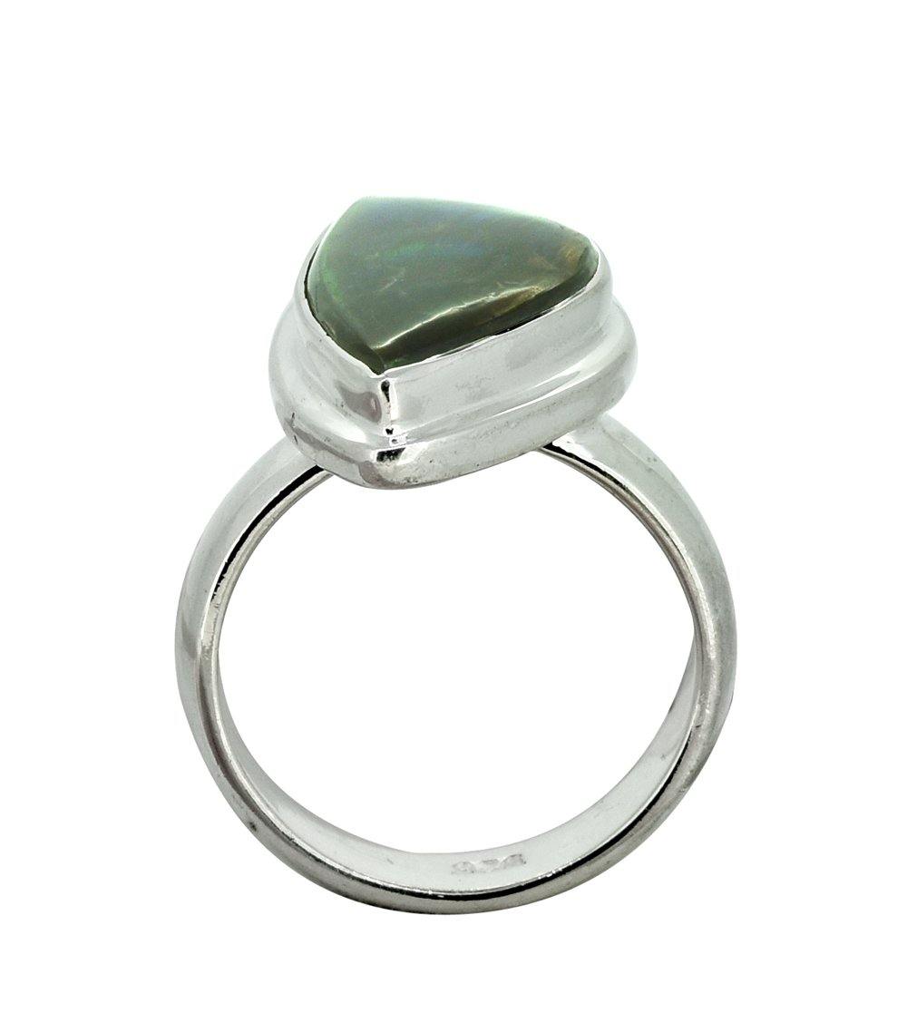 Green Ammolite Solid 925 Sterling Silver Ring - YoTreasure