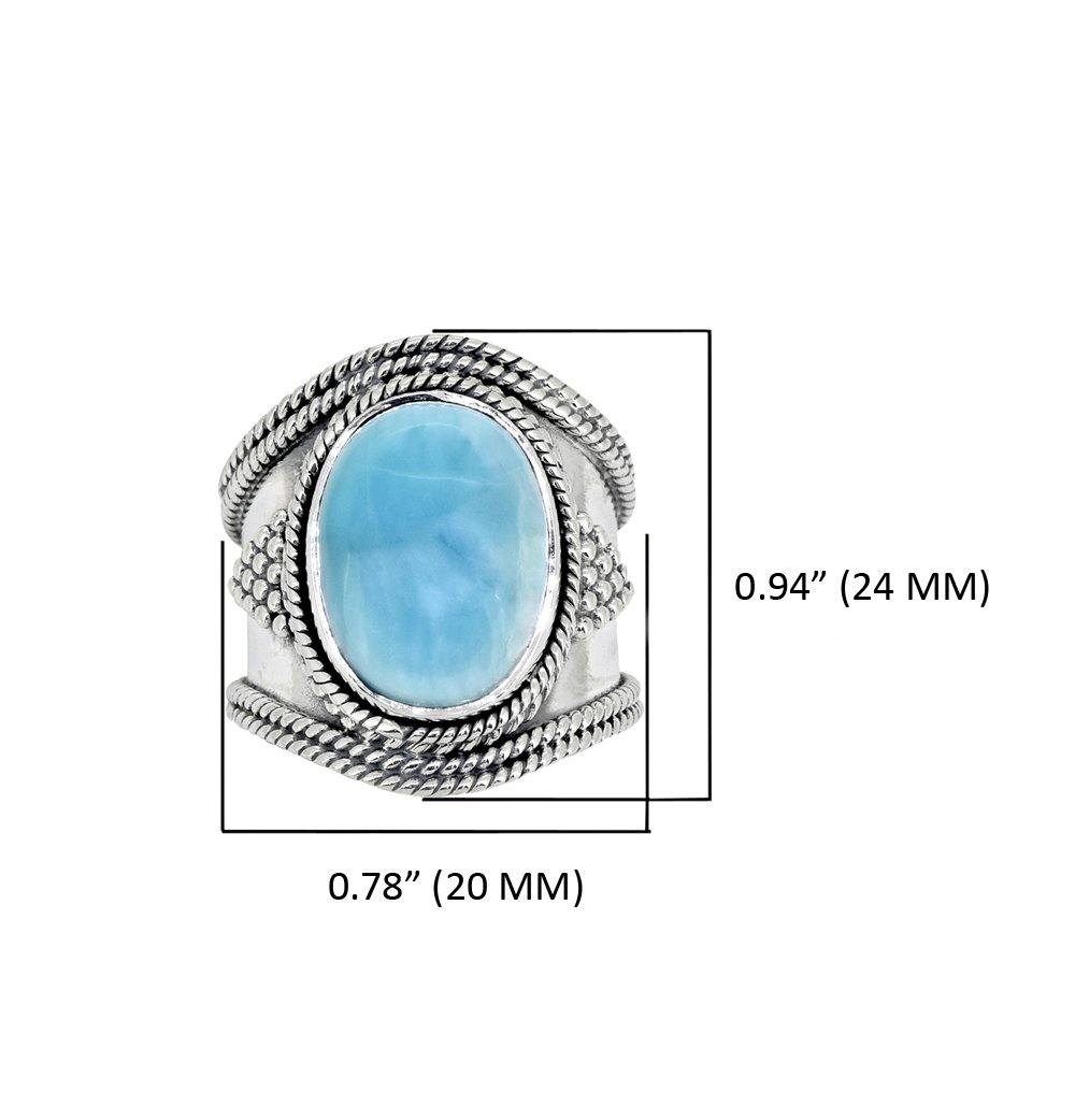 Natural Larimar Solid 925 Sterling Silver Gemstone Ring Jewelry - YoTreasure