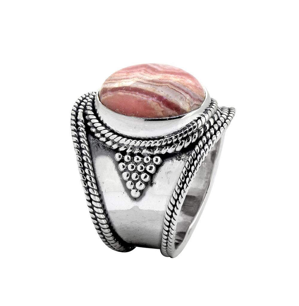 Rhodochrosite Solid 925 Sterling Silver Ring Jewelry - YoTreasure