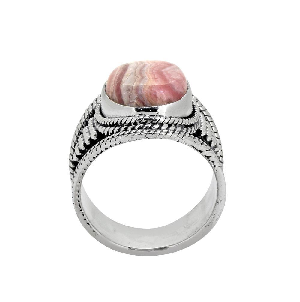 Rhodochrosite Solid 925 Sterling Silver Ring Jewelry - YoTreasure