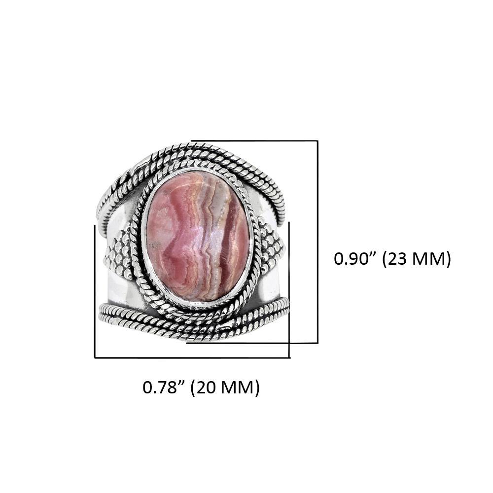Rhodochrosite Solid 925 Sterling Silver Ring Jewelry - YoTreasure
