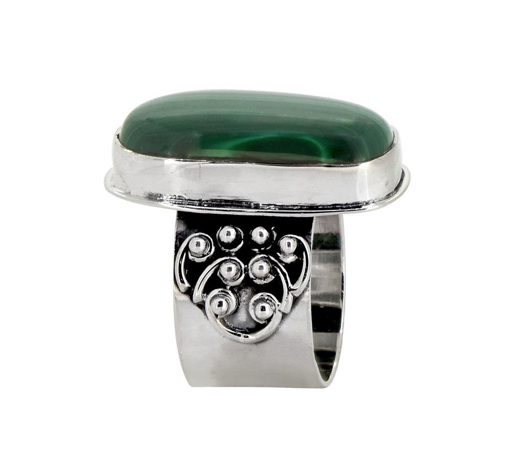 Malachite Solid 925 Sterling Silver Designer Gemstone Ring - YoTreasure