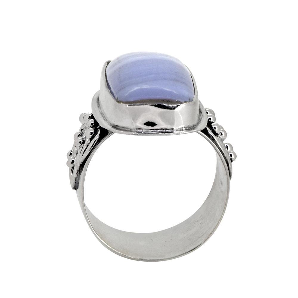 Blue Lace Agate Solid 925 Sterling Silver Gemstone Ring - YoTreasure
