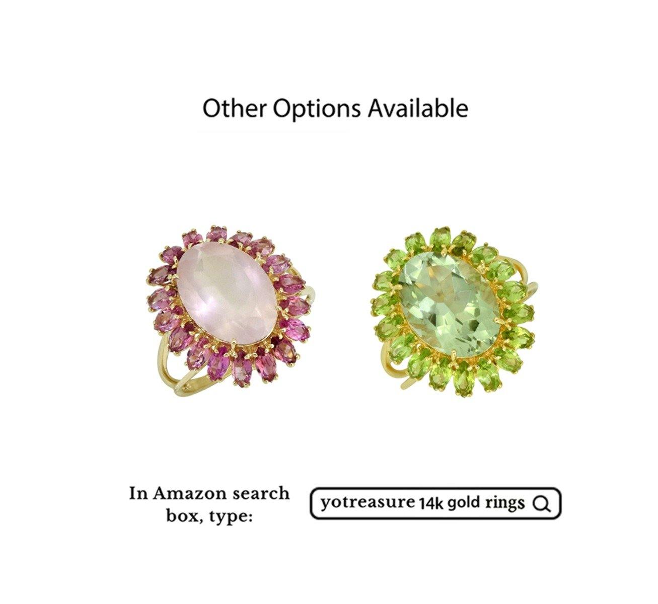 7.66 Ct Green Amethyst Peridot Solid 14k Yellow Gold Cluster Ring Jewelry - YoTreasure
