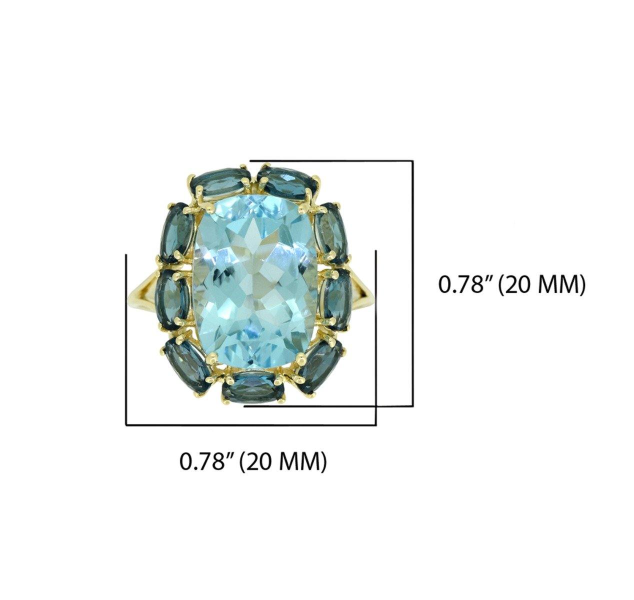 10.05 Ct Sky Blue Topaz Solid 14k Yellow Gold Cluster Ring Jewelry - YoTreasure