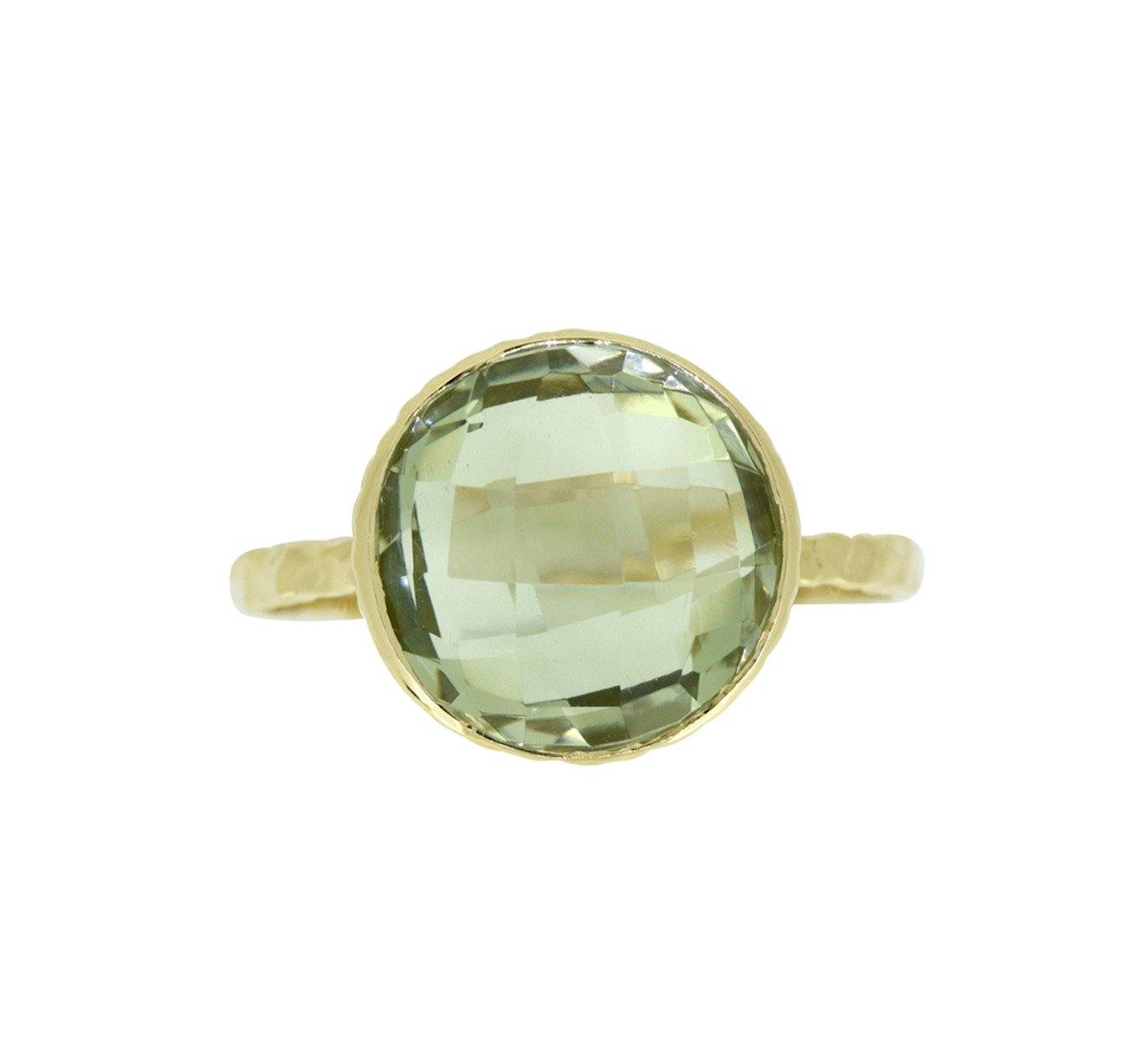 5.77 Ct Green Amethyst Solid 14k Yellow Gold Ring Jewelry - YoTreasure