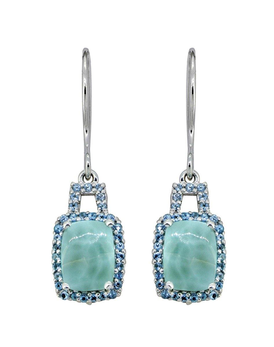 2.60 Cts Larimar London Blue Topaz Solid Sterling Silver Earrings - YoTreasure