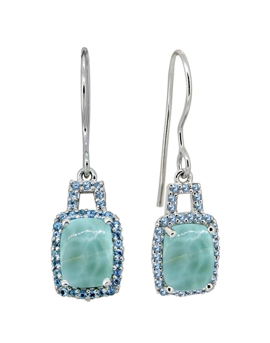 2.60 Cts Larimar London Blue Topaz Solid Sterling Silver Earrings - YoTreasure