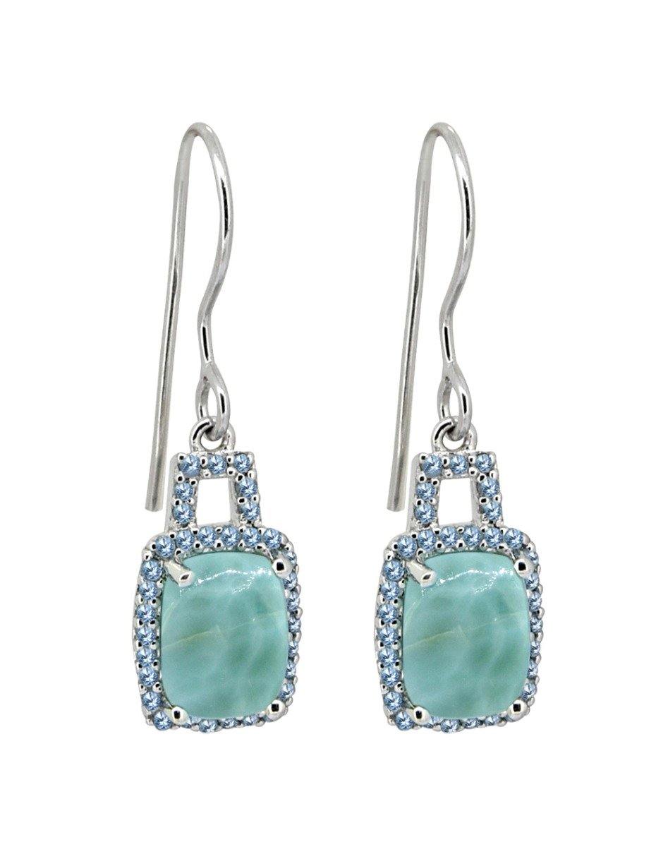 2.60 Cts Larimar London Blue Topaz Solid Sterling Silver Earrings - YoTreasure
