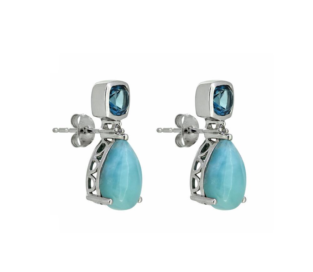 8.24 Ct. Larimar London Blue Topaz Solid 925 Sterling Silver Teardrop Dangle Earrings Jewelry - YoTreasure