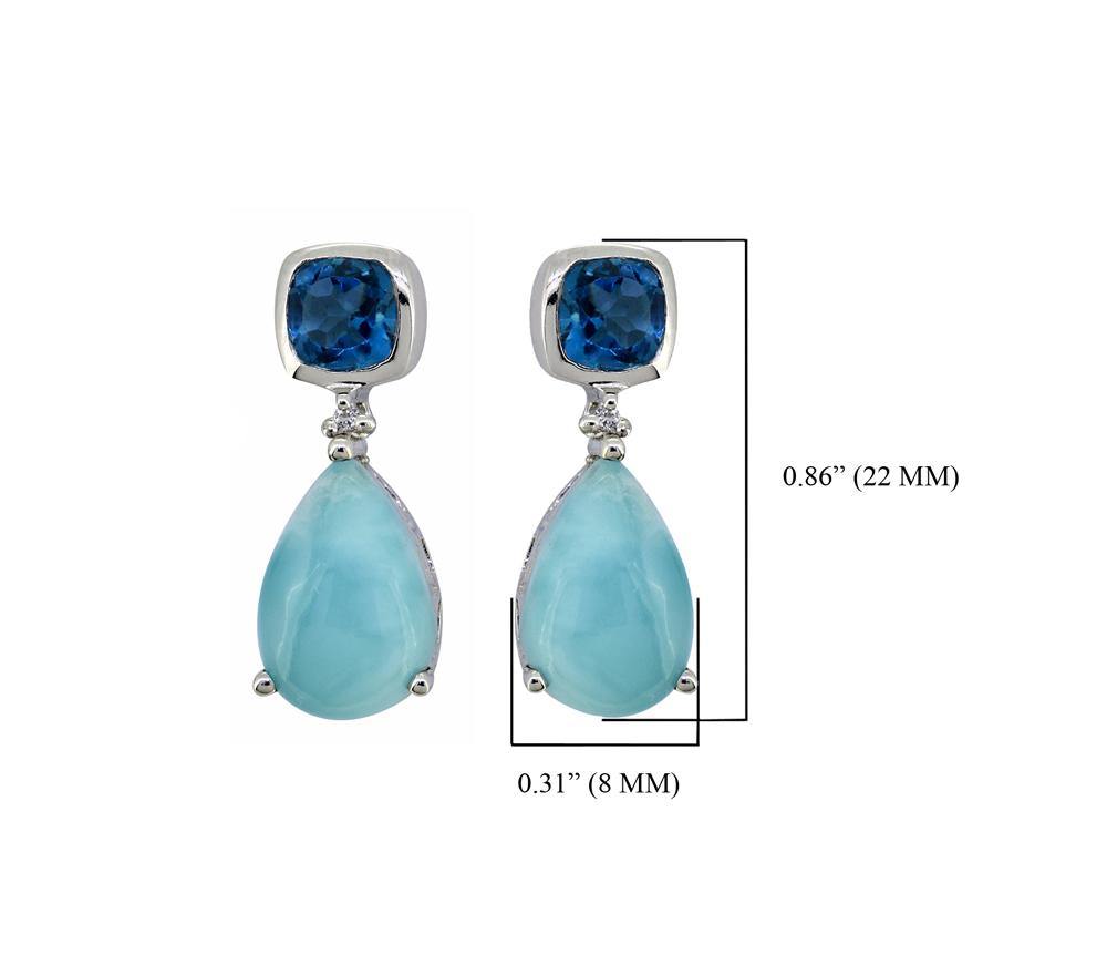 8.24 Ct. Larimar London Blue Topaz Solid 925 Sterling Silver Teardrop Dangle Earrings Jewelry - YoTreasure