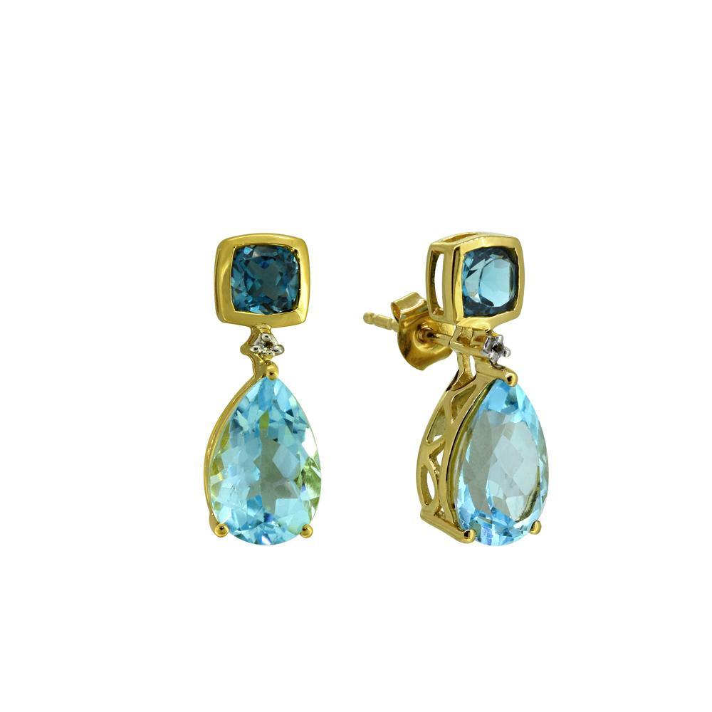 8.24 Ct. Sky Blue Topaz Solid 925 Sterling Silver Yellow Gold Plated Drop Earrings Jewelry - YoTreasure