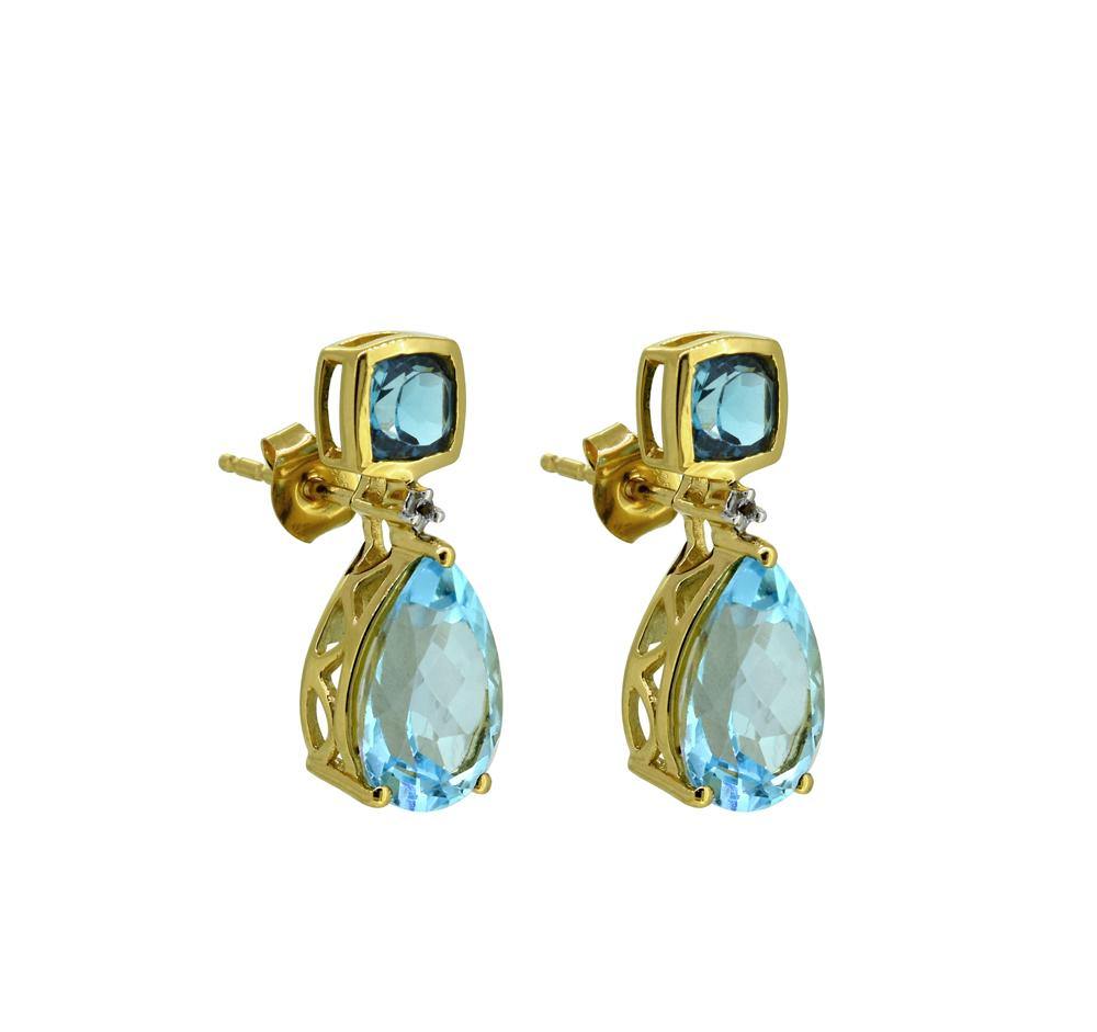 8.24 Ct. Sky Blue Topaz Solid 925 Sterling Silver Yellow Gold Plated Drop Earrings Jewelry - YoTreasure