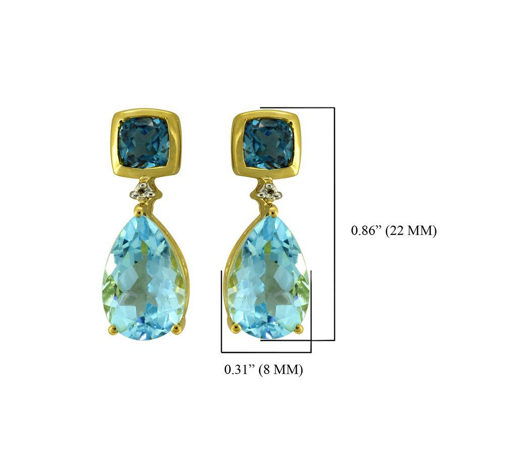 8.24 Ct. Sky Blue Topaz Solid 925 Sterling Silver Yellow Gold Plated Drop Earrings Jewelry - YoTreasure