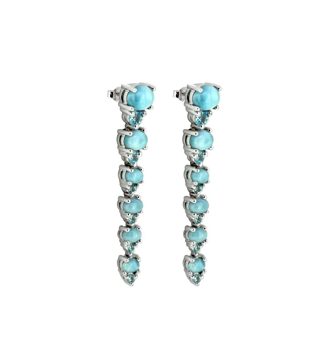 5.33 Larimar Swiss Blue Topaz Solid 925 Sterling Silver Drop Earrings Jewelry - YoTreasure