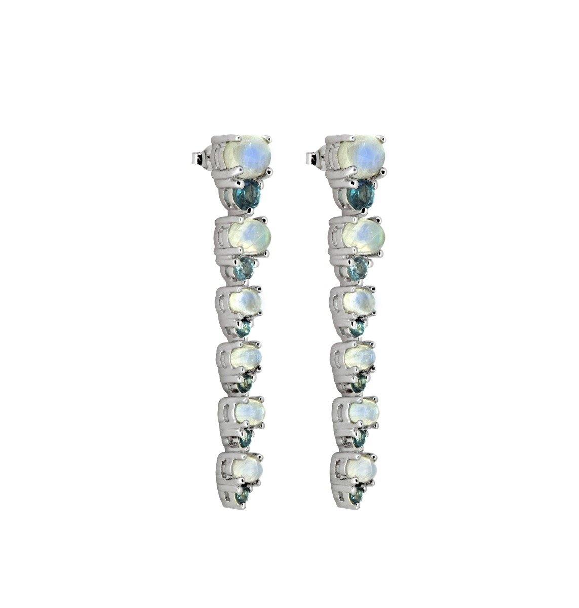 5.33 Ct Moonstone London Blue Topaz Solid 925 Sterling Silver Drop Earrings Jewelry - YoTreasure