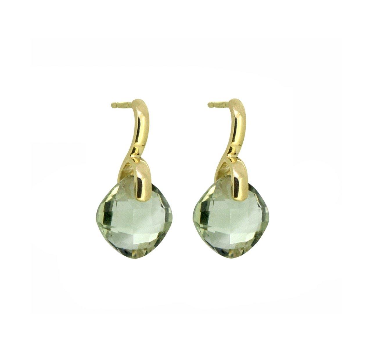 3.98 Ct. Green Amethyst 14K Yellow Gold Drop Earrings Jewelry - YoTreasure