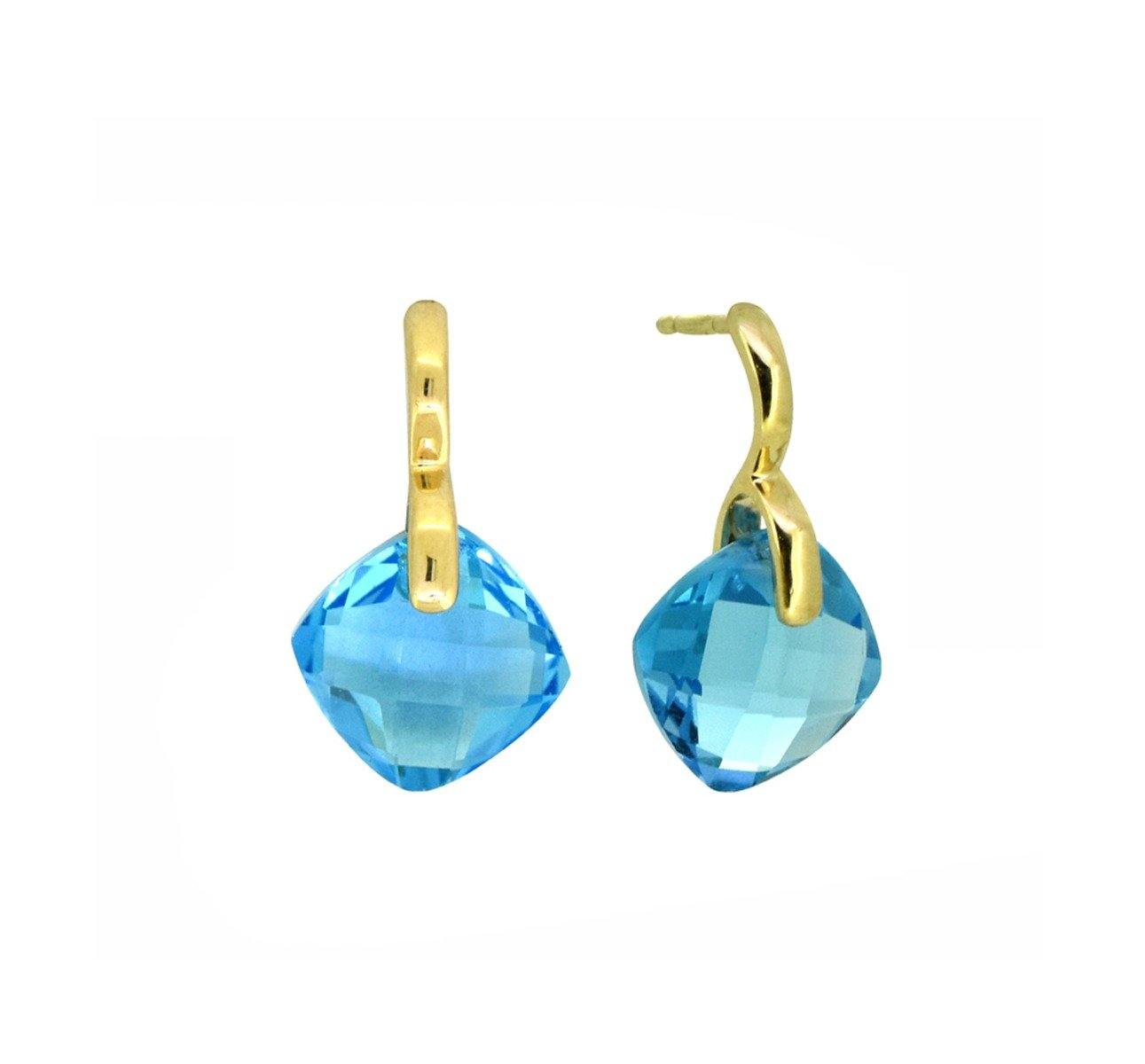 3.98 Ct. Swiss Blue Topaz 14K Yellow Gold Drop Earrings Jewelry - YoTreasure