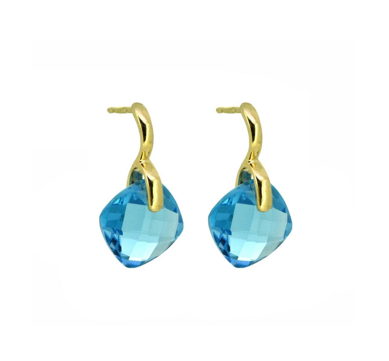 3.98 Ct. Swiss Blue Topaz 14K Yellow Gold Drop Earrings Jewelry - YoTreasure