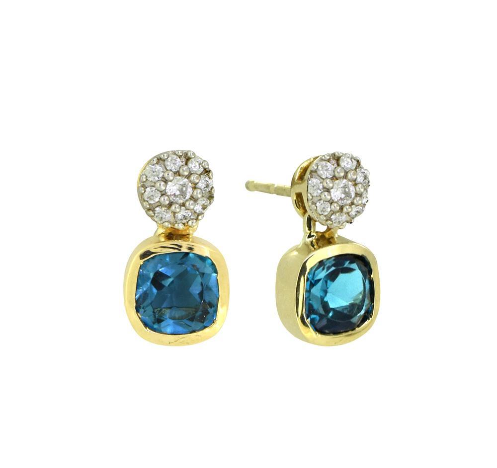 1.62 Ct. London Blue Topaz 14K Yellow Gold Stud Earrings Jewelry - YoTreasure