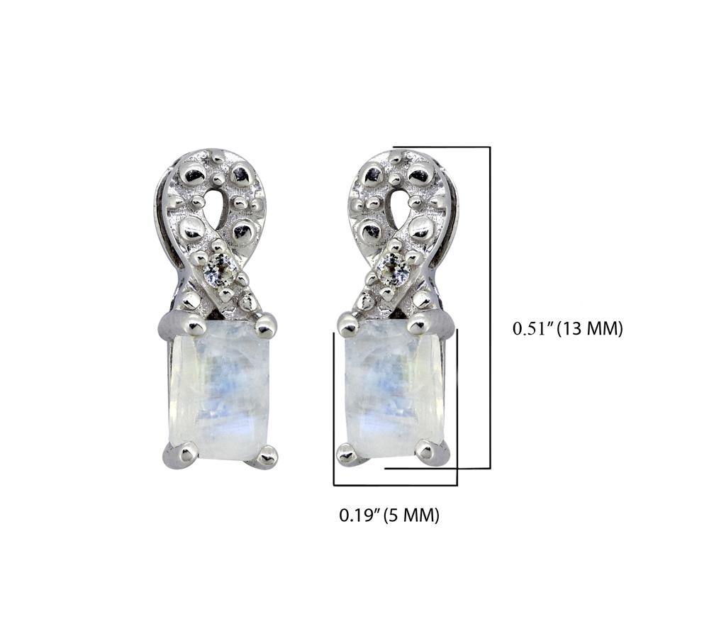 1.09 Ct Moonstone White Topaz Solid 925 Sterling Silver Stud Earrings Jewelry - YoTreasure