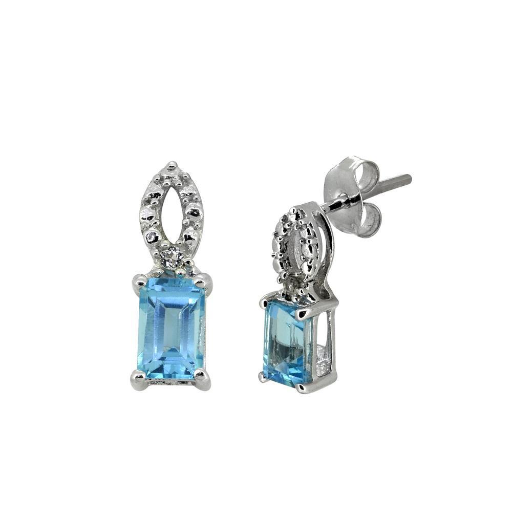 1.09 Ct. Swiss Blue Topaz Solid 925 Sterling Silver Stud Earrings Jewelry - YoTreasure