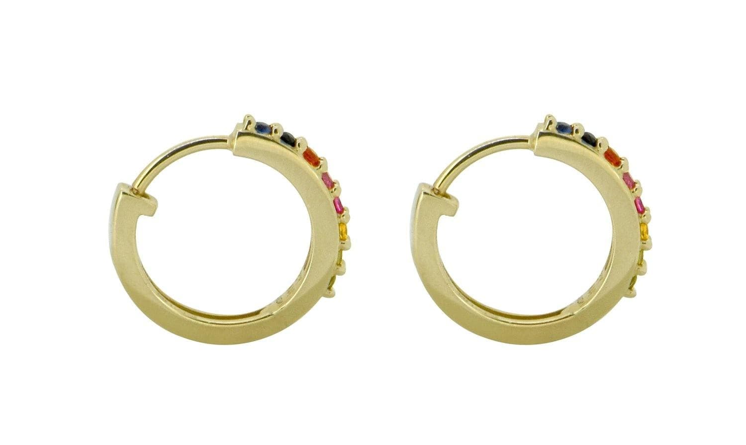 0.36 Ct. Multi Sapphire Solid 14k Gold Hoop Earrings Jewelry - YoTreasure