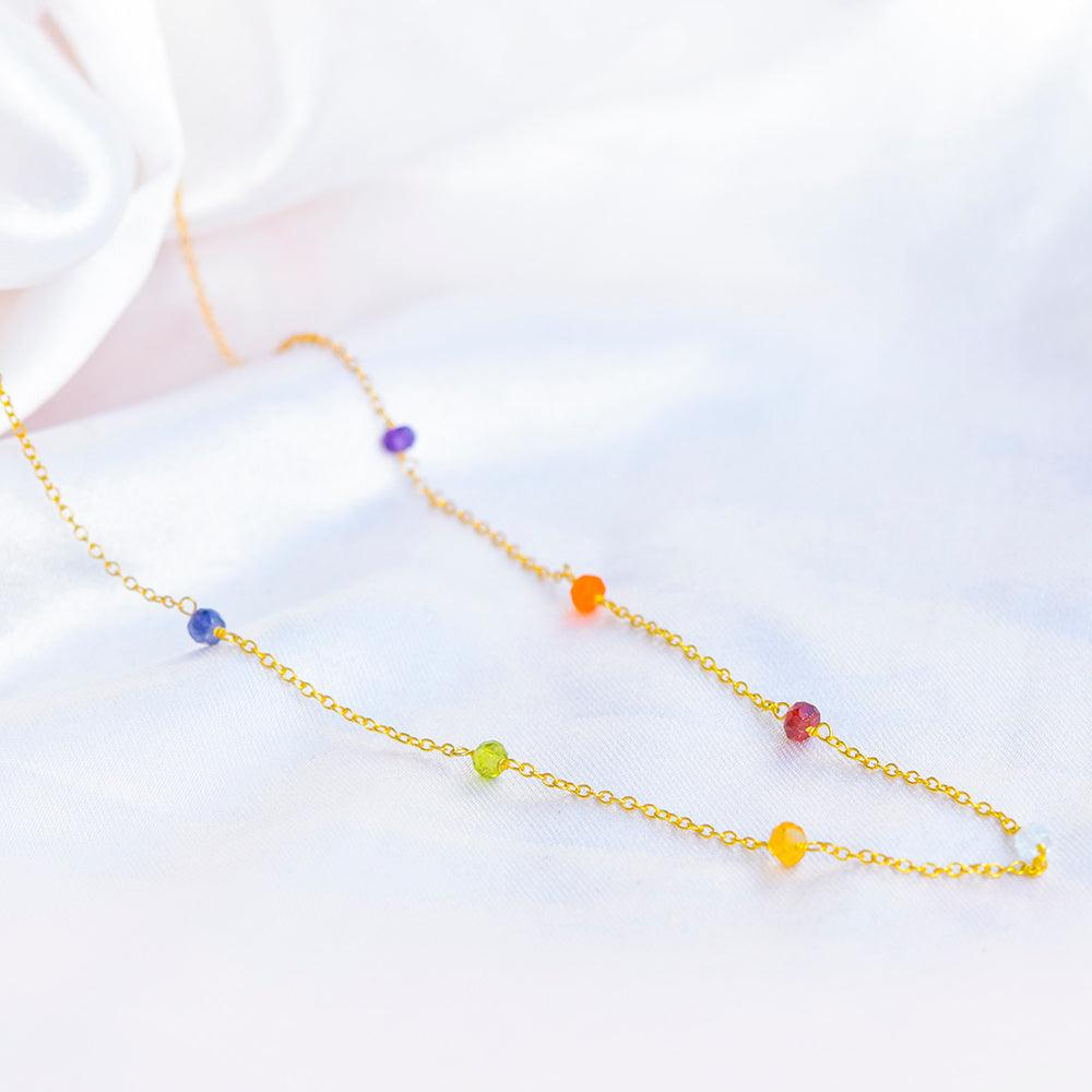 Chakra Stone Solid 925 Sterling Silver Gold Plated Chain Necklace Pendant - YoTreasure