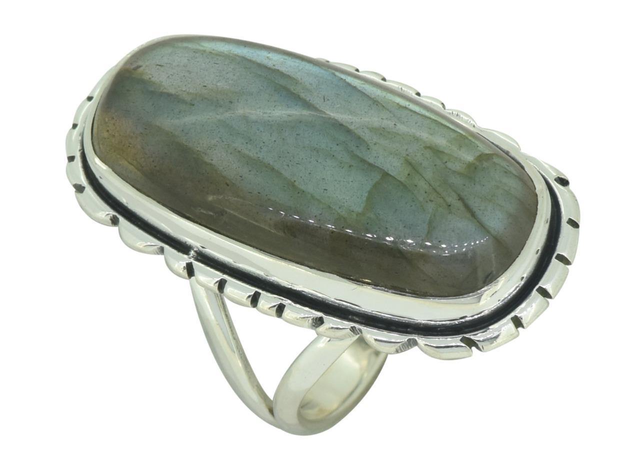 Genuine Labradorite Ring Solid 925 Sterling Silver Gemstone Jewelry - YoTreasure